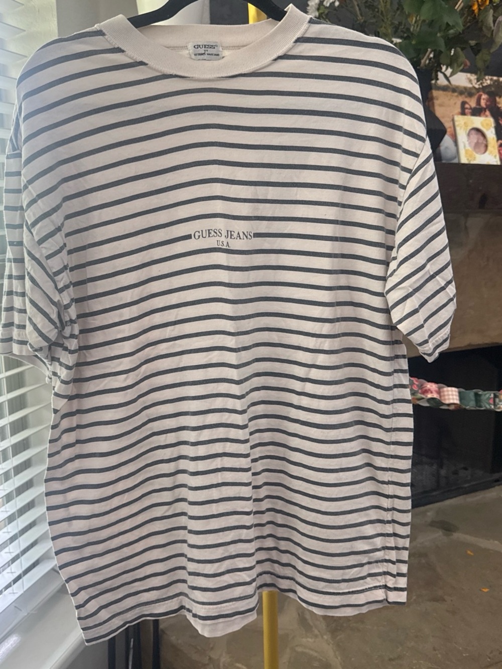 Vintage 80/90’s Guess Striped Crewneck Tee in White and Black